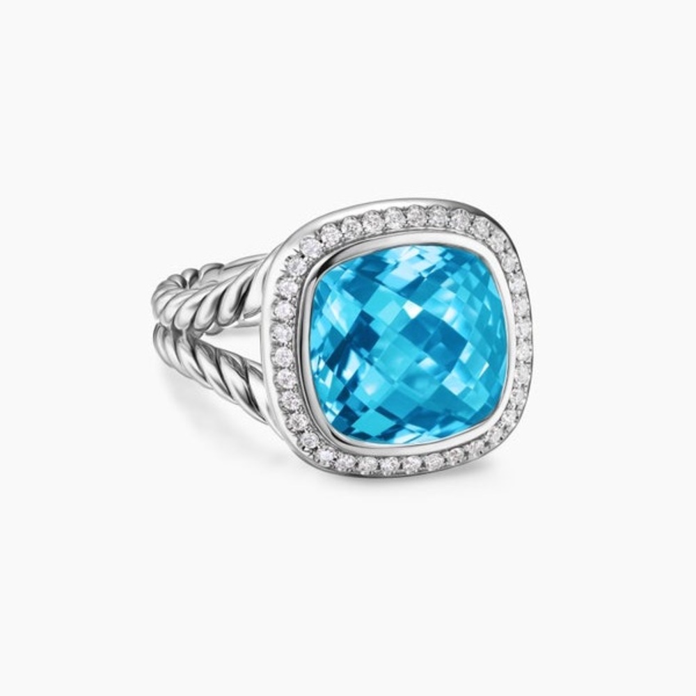David Yurman Silver Ring with Blue Gemstone